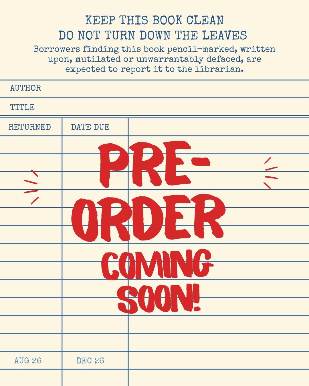 Next Pre-Order Coming Soon!